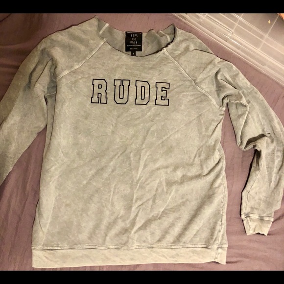 Graphic “Rude”Sweatshirt - Picture 2 of 7